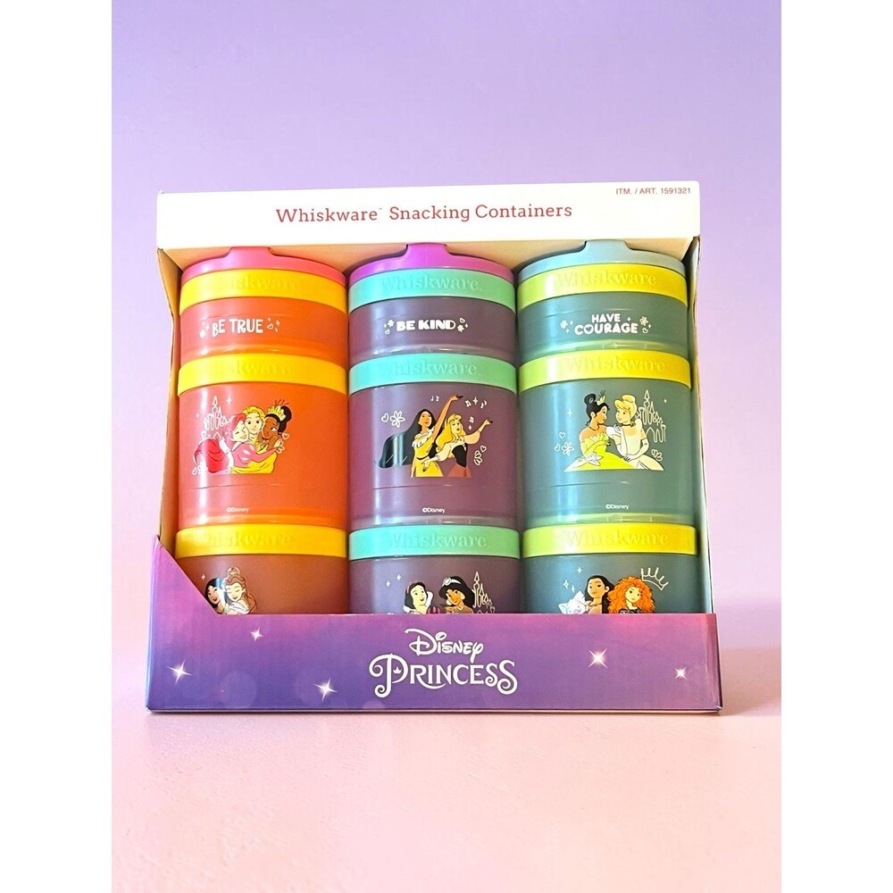 Disney Princess Whiskware Stackable Snack Containers 3-Pack Kids Toddlers New